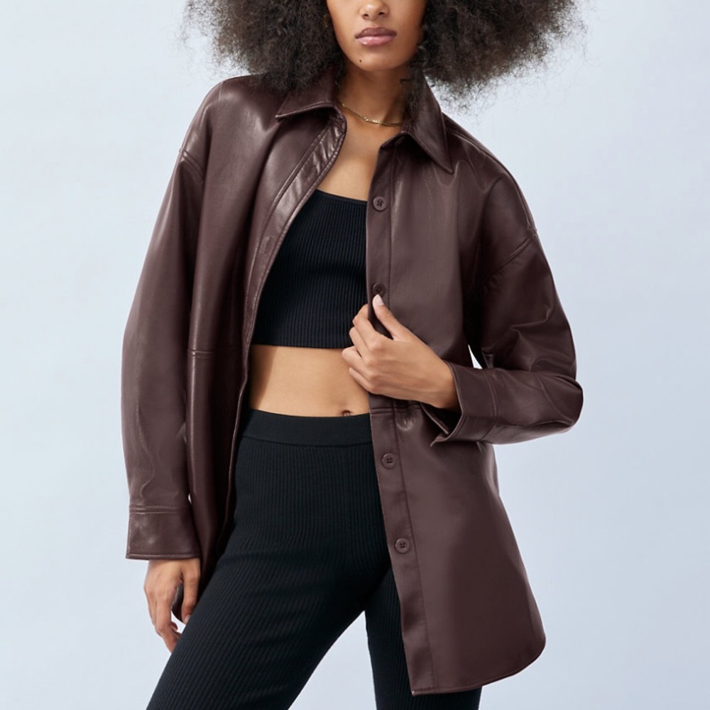 NWT Aritzia Babaton Pelli Shirt Jacket in Burgundy